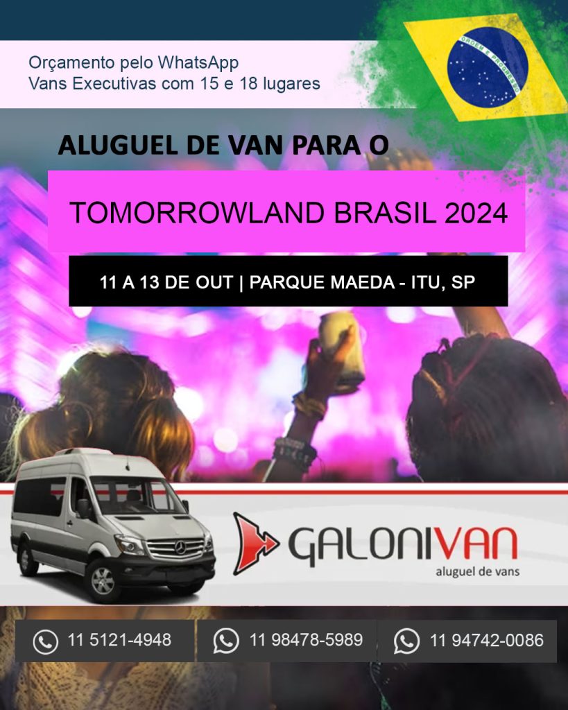 aluguel de van para o Tomorrowland Brasil 2024