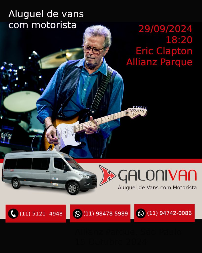 Alugar van para o show do Eric Clapton 2024