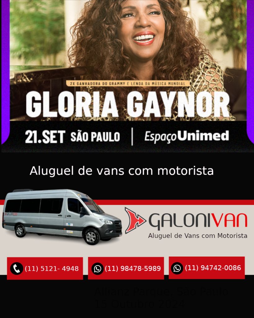 Aluguel de Vans para o Show da Gloria Gaynor