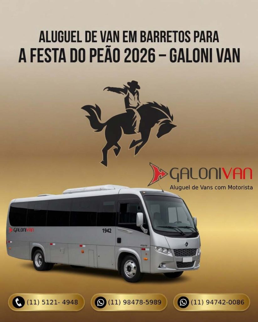 Aluguel de van e micro-ônibus executivo para a 71ª Festa do Peão de Boiadeiro de Barretos 2026. Transporte confortável com motorista profissional - Galoni Van