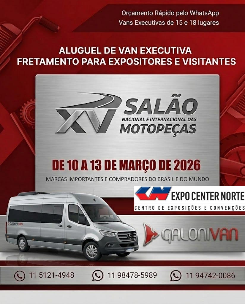 Aluguel de van para Salão das Motopeças em 2026
