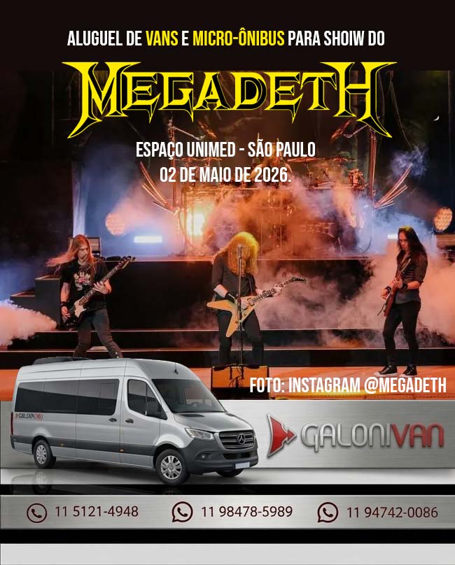 Aluguel de Van e Micro-ônibus para Show do Megadeth em São Paulo: Guia Completo de Transporte para o Espaço Unimed 2026